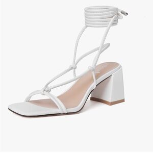Elegant White Strappy Heeled Sandals